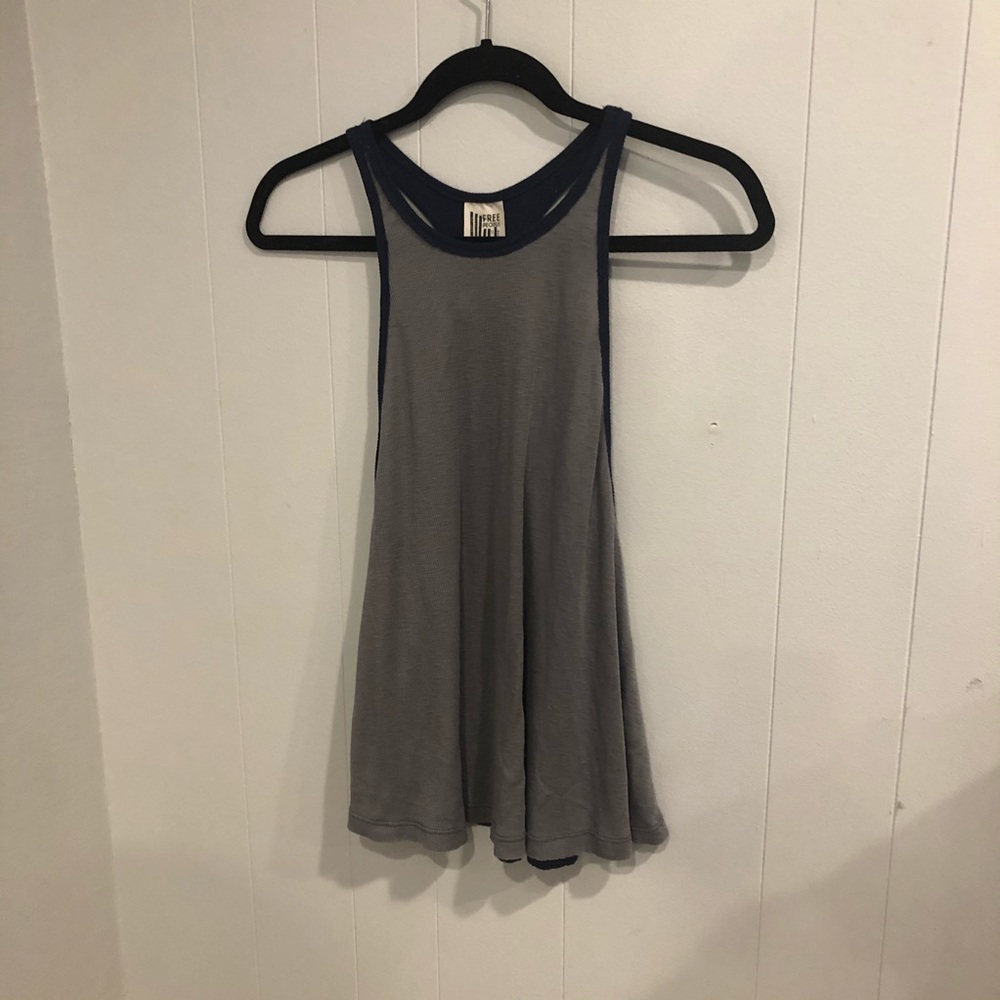 Free People Gray and Navy Blue Tank Size: XS